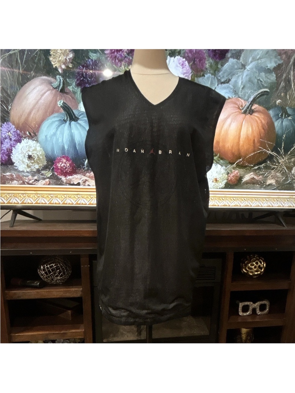 Jordan Black V-Neck Sleeveless Jersey For Man’s Size L